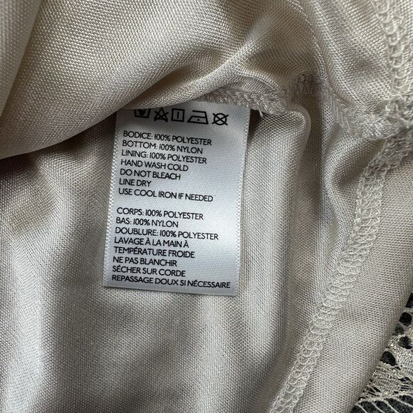 ANTHROPOLOGIE Pins and Needles Dress Women Medium Cream Sparkle Lace Stretch - Picture 6 of 14